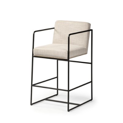 68764 - Stamford 36" Total Height Light Beige Upholstered Seat w/ Wood Back, Metal Frame Counter Stool