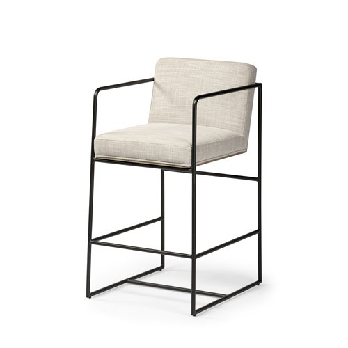 68764 - Stamford 36" Total Height Light Beige Upholstered Seat w/ Wood Back, Metal Frame Counter Stool