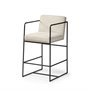 68764 - Stamford 36" Total Height Light Beige Upholstered Seat w/ Wood Back, Metal Frame Counter Stool