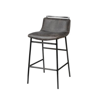 68765 - Kavalan 33.5" Total Height Ebony Leather Seat Black Metal Frame Counter Stool