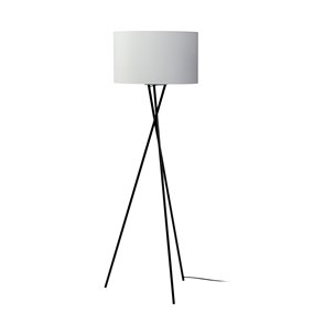 Ambrose 20.0L x 20.0W x 61.8H Black Metal W/White Fabric Shade Floor Lamp