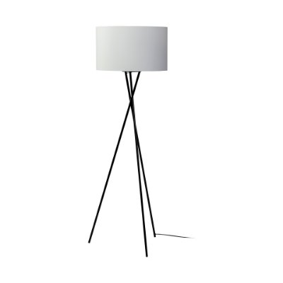 68970 - Ambrose 20.0L x 20.0W x 61.8H Black Metal W/White Fabric Shade Floor Lamp