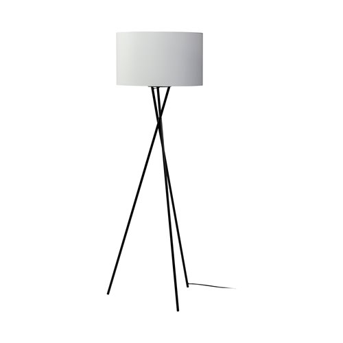 68970 - Ambrose 20.0L x 20.0W x 61.8H Black Metal W/White Fabric Shade Floor Lamp