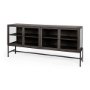 69011 - Arelius 70L x 18.75W x 32H Black-Brown Wood, Black Metal Base w/ 4 Glass Cabinet Doors Sideboard