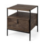 69015 - Glenn I 20L x 21W x 24H Dark Brown Wood w/ Black Iron Frame Square End/Side Table 