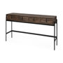 69017 - Glenn III 56L x 14W Dark Brown Wood w/ Black Iron Frame, 4 Drawer Console Table