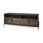 69018 - Glenn IV Dark Brown Wood w/ Black Iron Frame Media Console w/ Storage, TV Stand for TV up to 71"