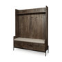 69019 - Glenn V 56L x 17W Dark Brown Wood w/ Cream Fabric Seat, 3 Drawers Hall Tree