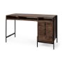 69021 - Glenn VII 56L x 22W Dark Brown Wood w/ Black Iron Frame, 3 Drawer Office Desk
