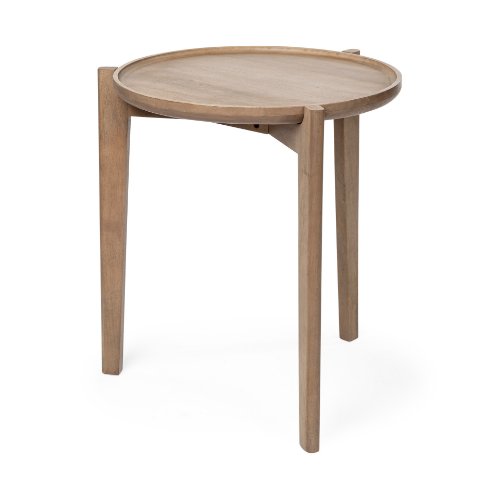 69023 - Cleaver I 22 x 24 Round Top Brown Solid Wood Accent Table 