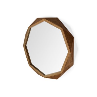 69027 - Aramis I 32" Octagon Brown Wood Frame Wall Mirror