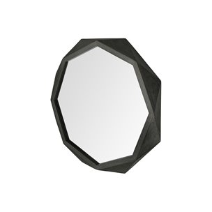Aramis I 32" Octagon Black Wood Frame Wall Mirror
