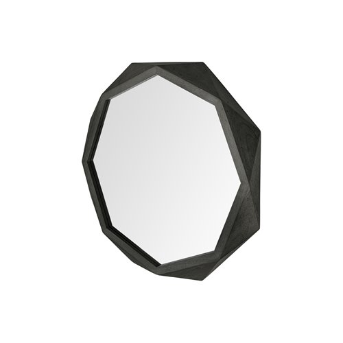 69028 - Aramis I 32" Octagon Black Wood Frame Wall Mirror
