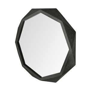 Aramis II 41L x 41H Octagon Black Wood Frame Wall Mirror