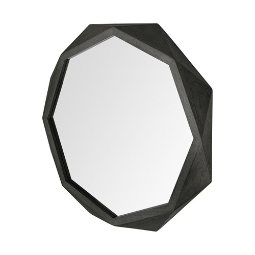 69030 - Aramis II 41L x 41H Octagon Black Wood Frame Wall Mirror