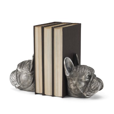 68925 - Bruno (Set of 2) 5L x 5W Silver American Bulldog Bookends