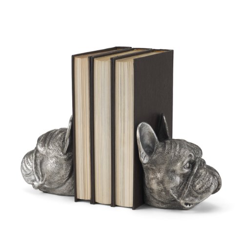 68925 - Bruno (Set of 2) 5L x 5W Silver American Bulldog Bookends