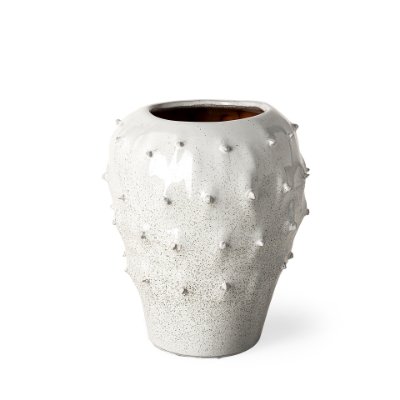 68907 - Julian Small Glossy White Ceramic Spoked Vase 