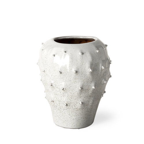 68907 - Julian Small Glossy White Ceramic Spoked Vase 
