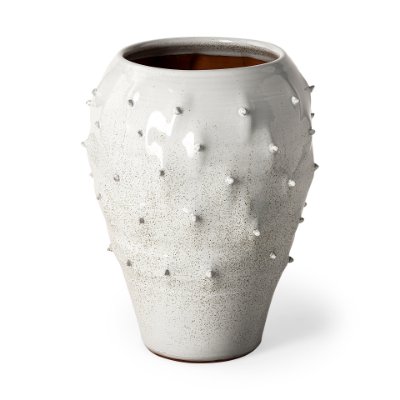 68908 - Julian Large Glossy White Ceramic Spoked Vase 