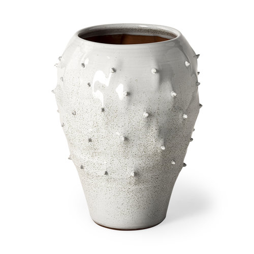 68908 - Julian Large Glossy White Ceramic Spoked Vase 