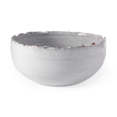 68909 - Larsen 13L x 13W White Ceramic Large Decorative Bowl