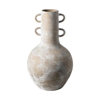 68910 - Sherry Rustic Brown Tall Neck Ceramic Vase 