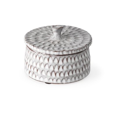 68913 - Azul (Small) 5L x 5W Gray Ceramic Detailed Decorative Box