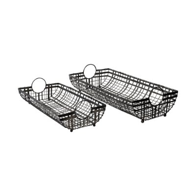 68786 - Kenneth (Set of 2) 24L x 12W Gray Metal Baskets