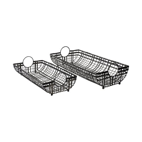 68786 - Kenneth (Set of 2) 24L x 12W Gray Metal Baskets