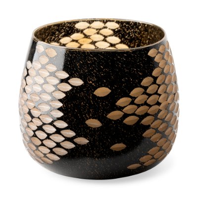 69037 - Mojave Large Black and Gold Detail Glass Vase 