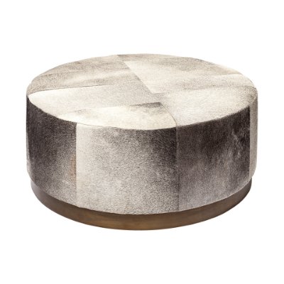 69057 - Zahavi 36" Gray Hair-On-hide W/Metal Base Ottoman