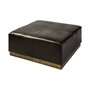 69059 - Minara 36" Square Black Leather Wrapped w/Metal Base Ottoman