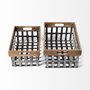 57851 - Chartrand Set of 2 Wood And Metal Open Crate Style Baskets