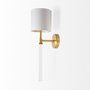 65245 - Santander II 6.5x22 Gold Metal and White Linen Shade Wall Sconce 