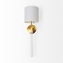 65245 - Santander II 6.5x22 Gold Metal and White Linen Shade Wall Sconce 