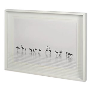 Flamingo Community by Staffan Widstrand Hand Embellished Textured Framed Art Photo Matted under Glas