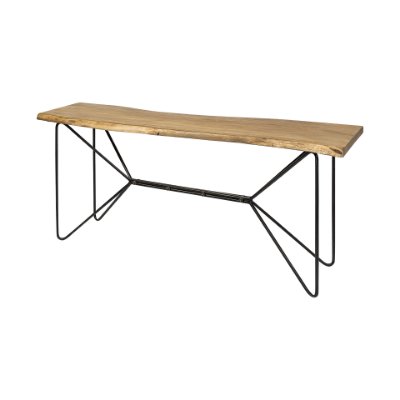 68753-AB - Papillion I 66L x 16W Blonde Wood and Iron Console Table