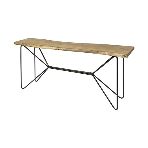68753-AB - Papillion I 66L x 16W Blonde Wood and Iron Console Table