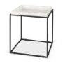 68843-AB - Nathan II 18" x 20" Square Top White Marble and Black Metal End/Side Table 