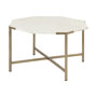 68850-AB - Vincent 33" Octagonal White Marble Tabletop w/ Gold Metal Base Coffee Table