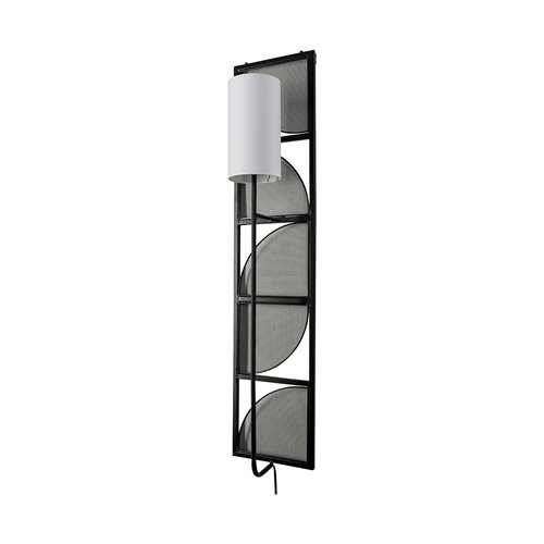 68985-AB - Navin 10x46.5 Black Metal Body White Fabric Shade Rectangular Wall Sconce 