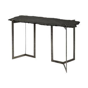 Shale III 50L x 20W Black Live-Edge Slate and Iron Console Table 