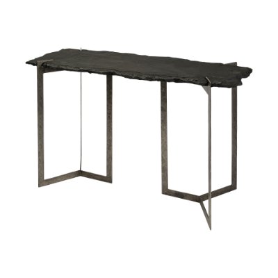 69050-AB - Shale III 50L x 20W Black Live-Edge Slate and Iron Console Table 