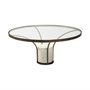 69052-AB - Jacinta 36" Round Glass Top Metal and Marble Pedestal Coffee Table