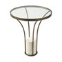69053-AB - Jacinta II 21" Round Glass Top Metal and Marble Pedestal End/Side Table 