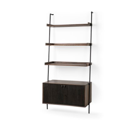 68847-AB - Grace 37.5L x 20W x 82H Two-Toned Brown Wood Three Shelf Shelving Unit