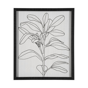 Olive Branch Countour I by Emma Scarvey Hand Embellished Textured Framed Art Print Matted under Glas