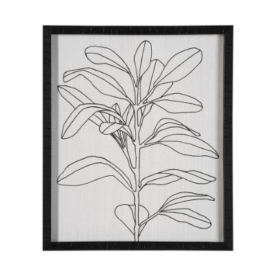 13327 - Olive Branch Countour I by Emma Scarvey Hand Embellished Textured Framed Art Print Matted under Glas