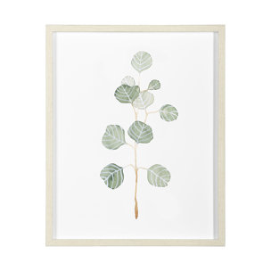 Soft Eucalyptus Branch II by Emma Scarvey Hand Embellished Framed Art Print Matted under Glass